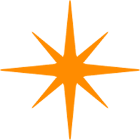 an orange star on a black background